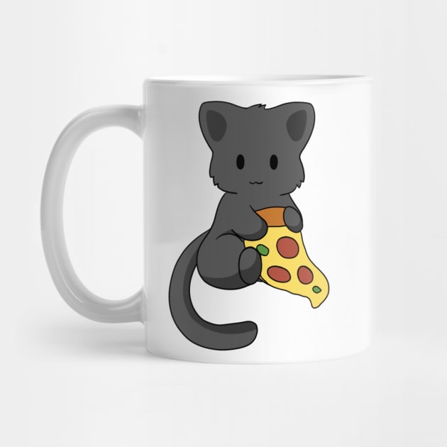 Black Cat with Pizza by BiscuitSnack